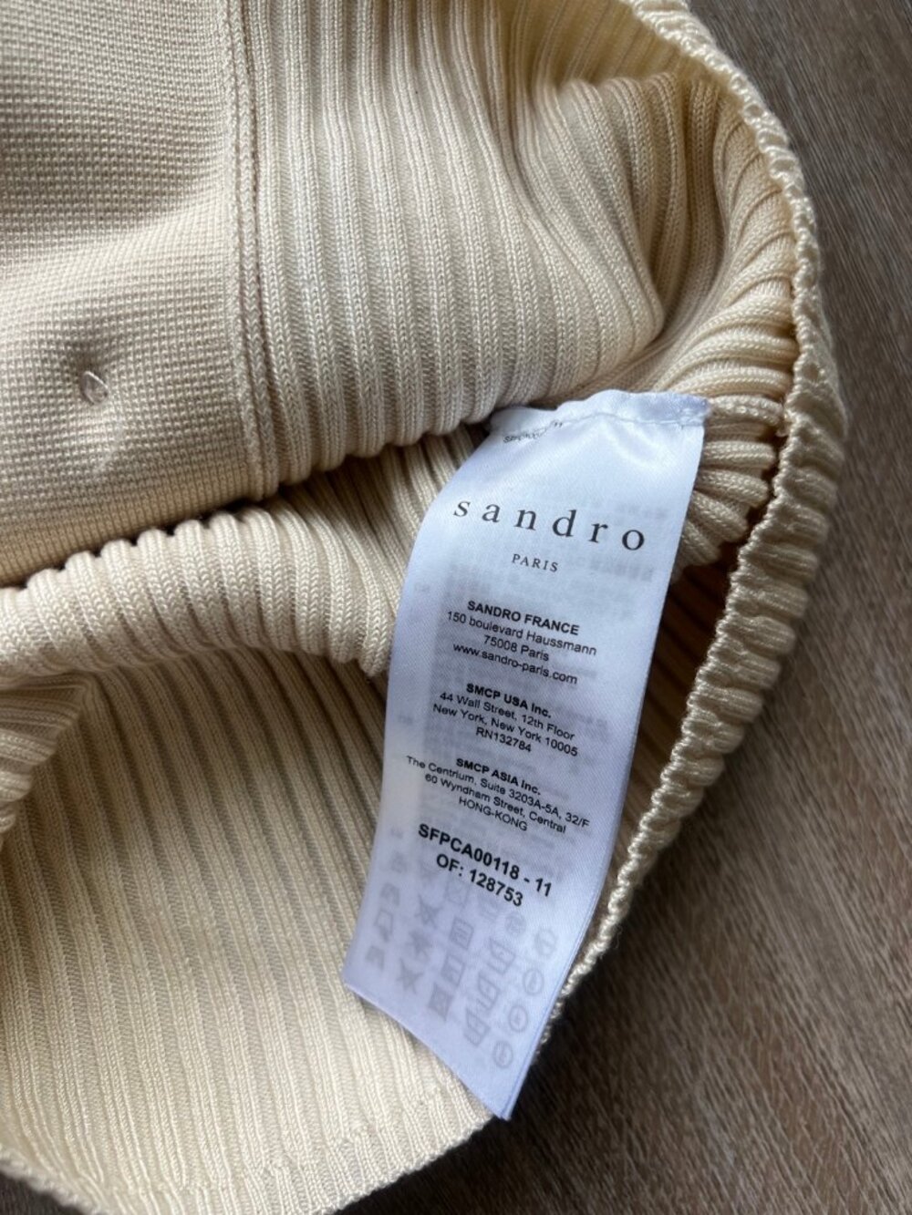 Sandro Paris Cream Ribbed Button Cardigan - Picture 6 of 7